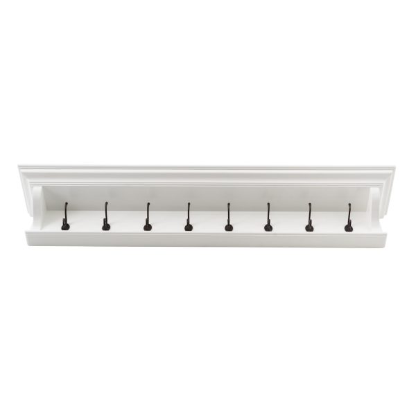 Classic White Wood Wide Eight Hook Coat Rack - Image 2