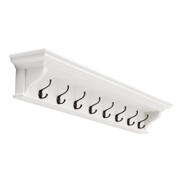 Classic White Wood Wide Eight Hook Coat Rack - Image 3