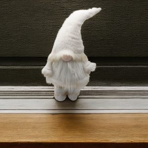30" White Fabric Christmas Standing Gnome Tabletop Sculpture