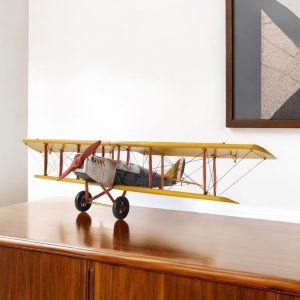 8" Yellow Red And Gray Metal Hand Painted Air Plane