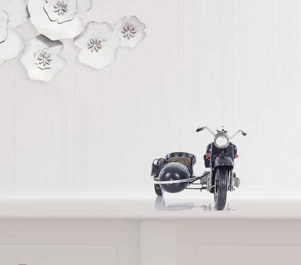 8" Black Metal Hand Painted Decorative Motorcycle - Image 2