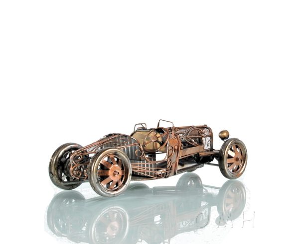 c1924 Bugatti Bronze and Silver Open Frame Racecar Sculpture - Image 3