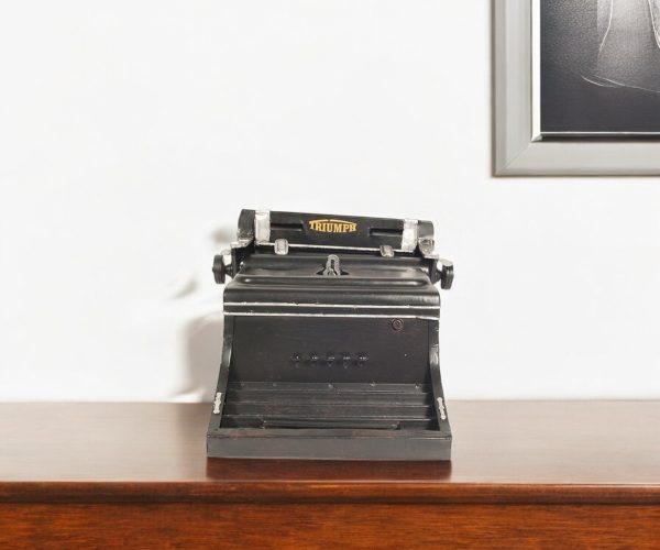9" Black Metal German Replica Typewriter Tabletop Sculpture - Image 2