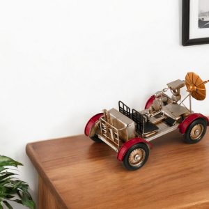 5" Red And Silver Metal Hand Painted Model Car Tabletop Sculpture