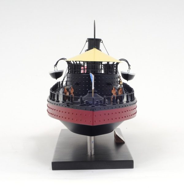 11" Black and Red Solid Wood Hand Painted 1862 USS Monitor Model Boat - Image 3
