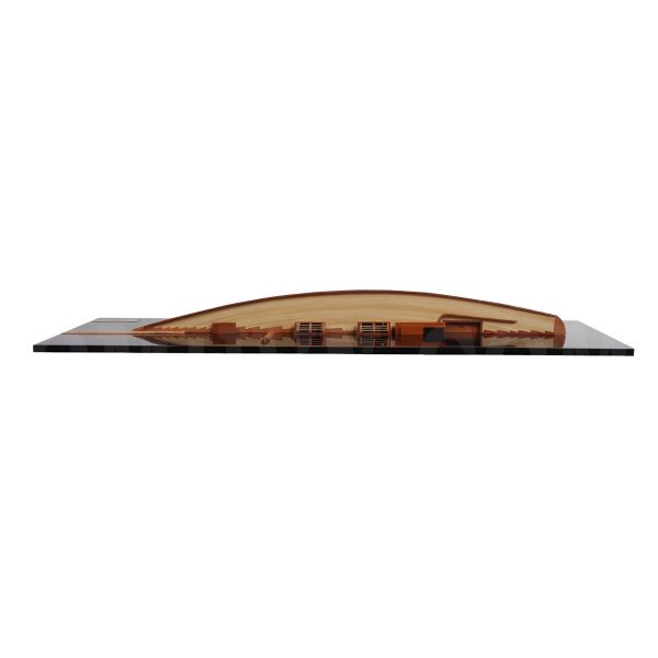 12" Black and Green Solid Wood Hand Painted c1898 Pen Duick Half-Hull Model Boat - Image 2