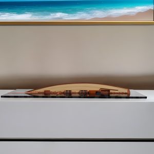 12" Black and Green Solid Wood Hand Painted c1898 Pen Duick Half-Hull Model Boat