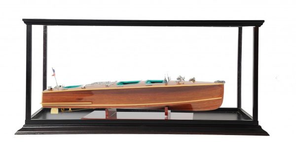 15" Wood Brown c1928 Chris Craft Triple Cockpit Hand Painted Boat with Case - Image 3
