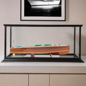 15" Wood Brown c1928 Chris Craft Triple Cockpit Hand Painted Boat with Case