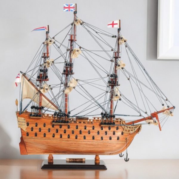 18" Wood Brown HMS Victory Hand Painted Decorative Boat - Image 2