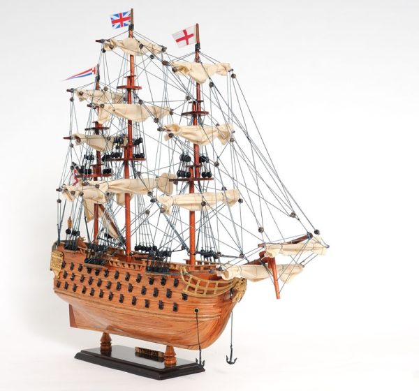 18" Wood Brown HMS Victory Hand Painted Decorative Boat - Image 3