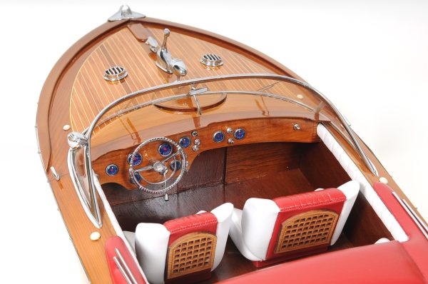 15" Solid Wood Hand Painted Riva Aquarama Speedboat Exclusive Display Case Edition Model Boat - Image 2