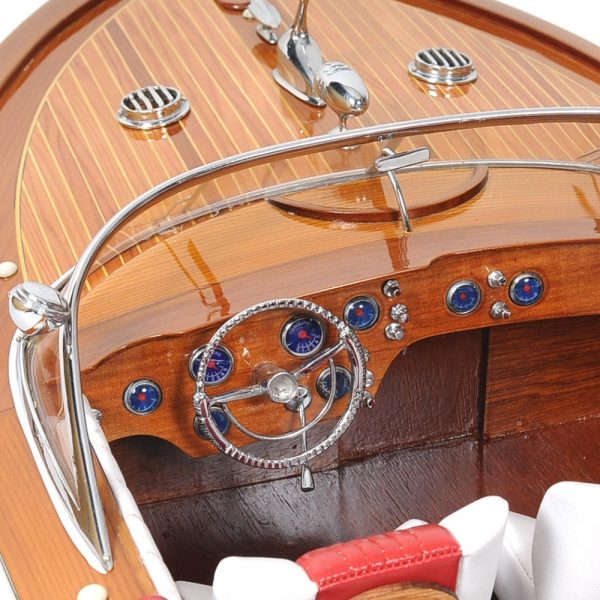 15" Solid Wood Hand Painted Riva Aquarama Speedboat Exclusive Display Case Edition Model Boat - Image 3