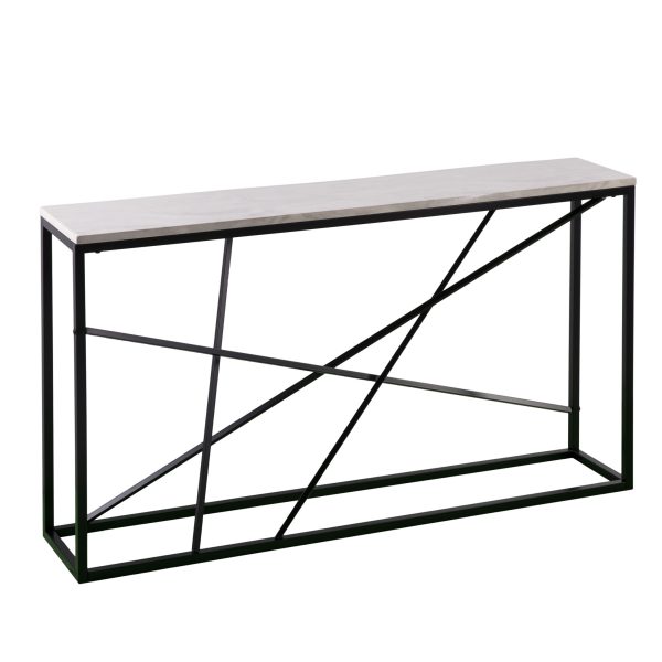 52" White and Black Faux Marble Frame Console Table - Image 3