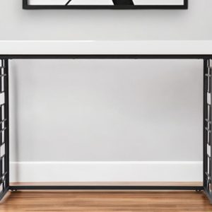 42" White and Black Glass Sled Console Table