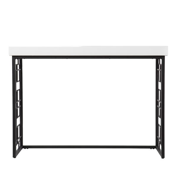 42" White and Black Glass Sled Console Table - Image 2