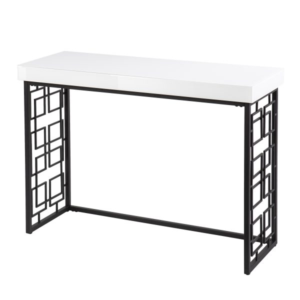42" White and Black Glass Sled Console Table - Image 3