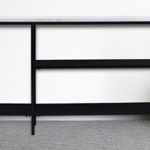 56" White and Black Faux Marble Frame Console Table Two Shelves