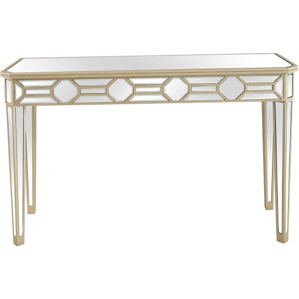 Set of Two 47" Silver and Champagne Mirrored Glass Console Table and Mirror - Image 3