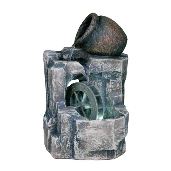 12" Gray Polyresin Farmhouse Design Tabletop Fountain with Light - Image 3