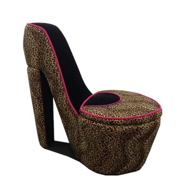 32" Brown Faux Suede Animal Print Side Chair - Image 2