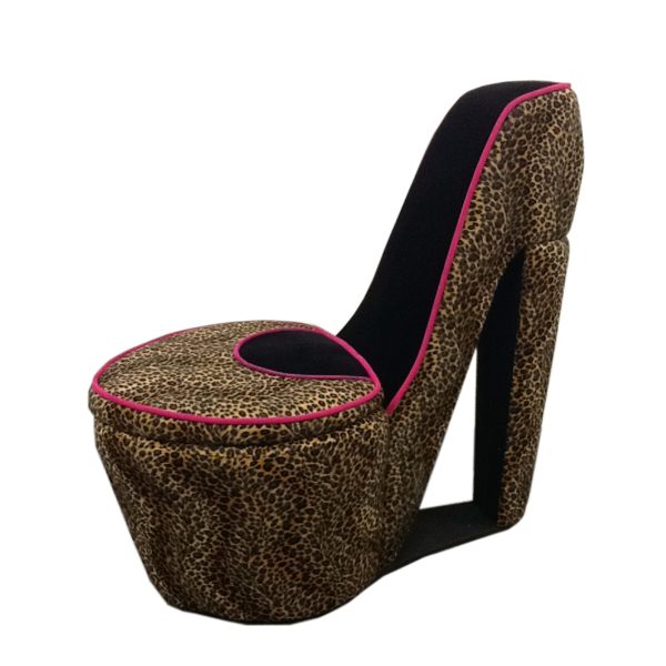 32" Brown Faux Suede Animal Print Side Chair