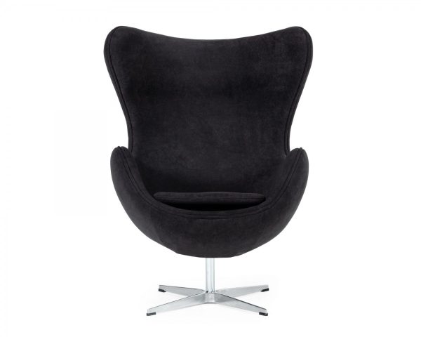 33" Black And Silver Upholstered Swivel Barrel Chair - Image 3