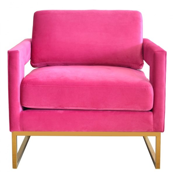 34" Pink And Gold Velvet Arm Chair - Image 2