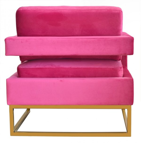 34" Pink And Gold Velvet Arm Chair - Image 3