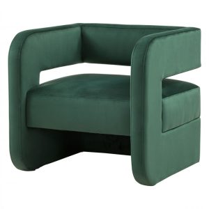 33" Green And Black Velvet Arm Chair