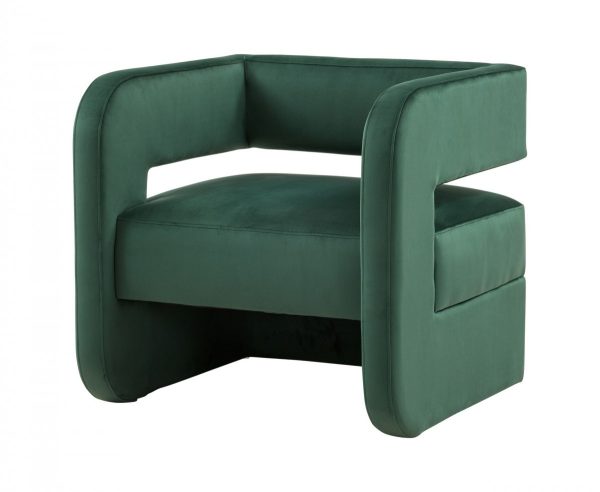 33" Green And Black Velvet Arm Chair
