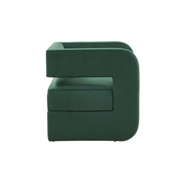 33" Green And Black Velvet Arm Chair - Image 3