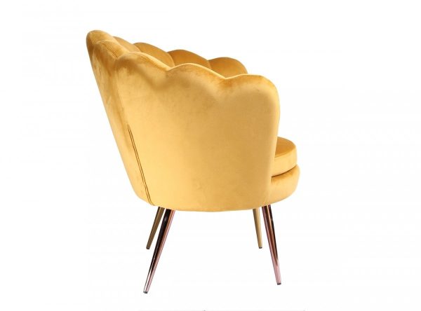 32" Gold Velvet Tufted Barrel Chair - Image 2