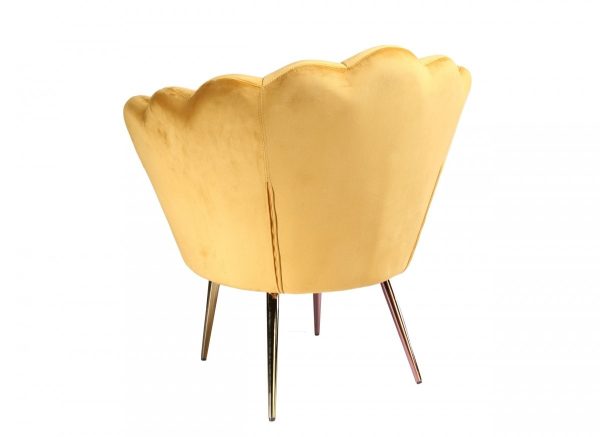 32" Gold Velvet Tufted Barrel Chair - Image 3