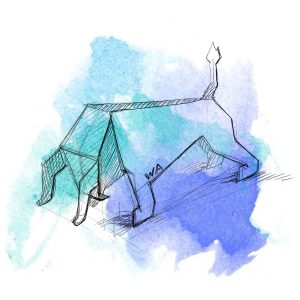 Aluminum 6" Bull Origami Geometric Sculpture