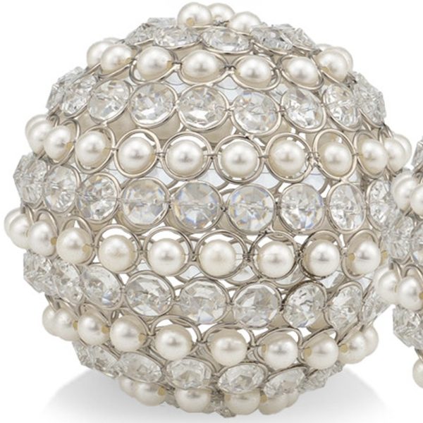 Set Of Two 4" Silver And Clear Faux Crystal Decorative Orbs - Image 2