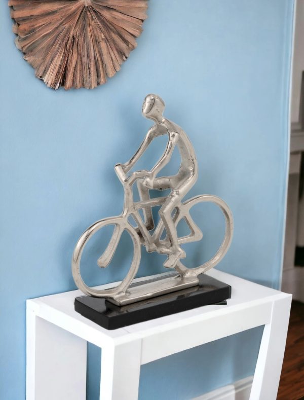 10" Black and Silver Marble and Aluminum Tabletop Sculpture - Image 2