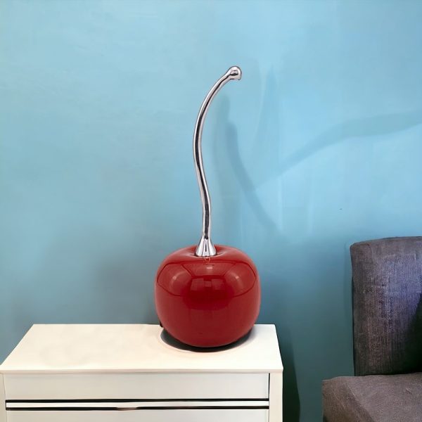 14" Red and Silver Aluminum Tabletop Sculpture - Image 2