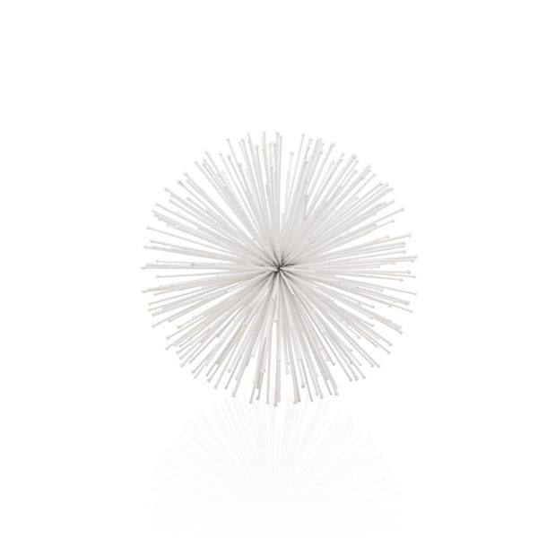8" White Iron Decorative Orb Tabletop Sculpture - Image 3