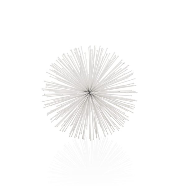 8" White Iron Decorative Orb Tabletop Sculpture