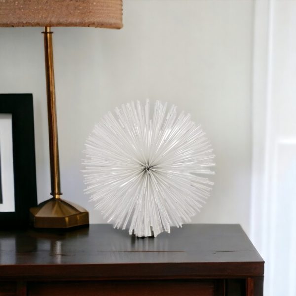 8" White Iron Decorative Orb Tabletop Sculpture - Image 2