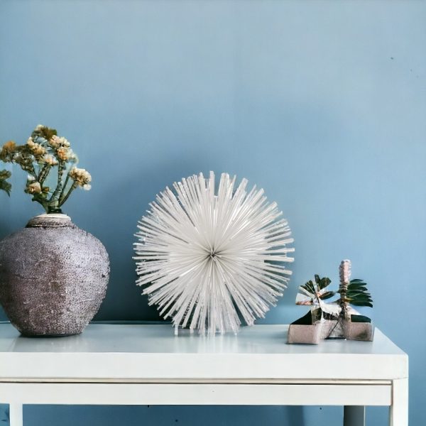6" White Metal Spiky Sphere - Image 2