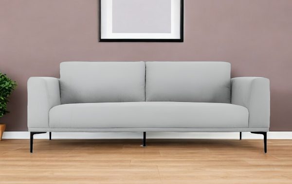 87" Light Gray Sofa With Black Legs