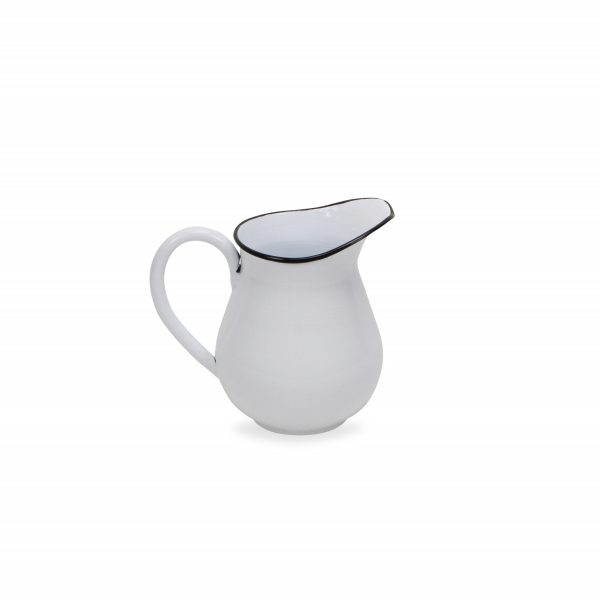8" White and Black Metal Jug Vase - Image 3