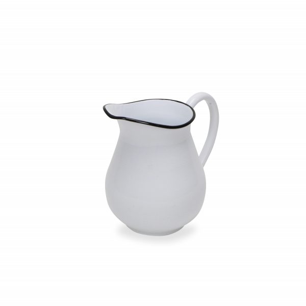 8" White and Black Metal Jug Vase - Image 2