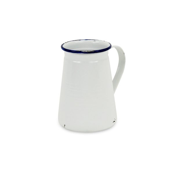 6" White and Blue Metal Jug Vase - Image 3