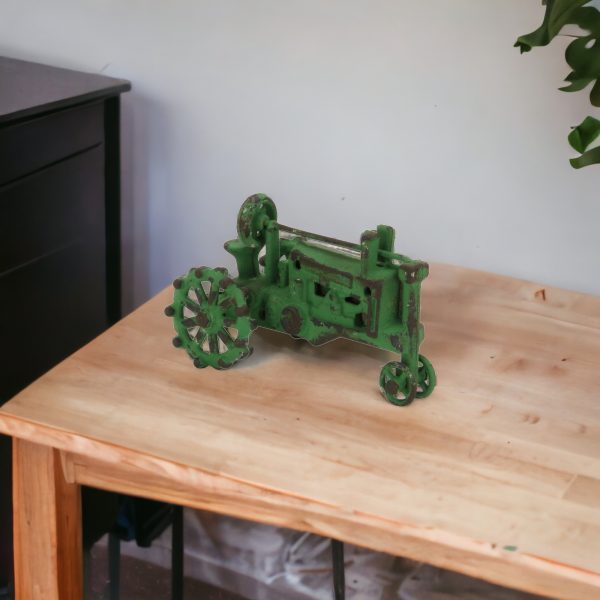 5" Green Metal Hand Painted Decorative Tractor Sculpture - Image 2