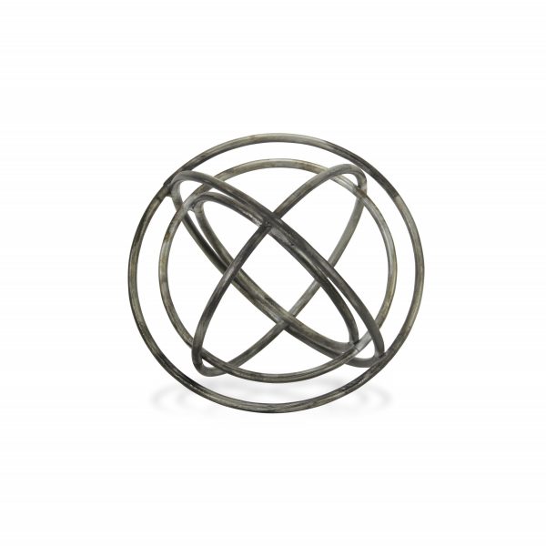 10" Gray Metal Abstract Contemporary Decorative Orb - Image 3