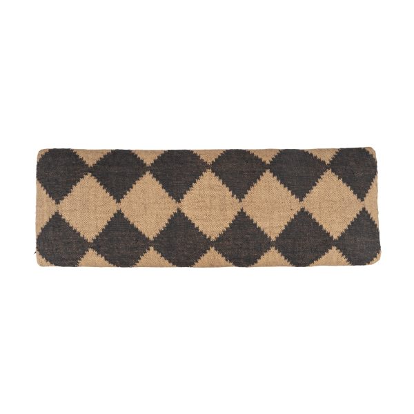 47" Tan And Black Black Leg Checkered Upholstered Bench - Image 3
