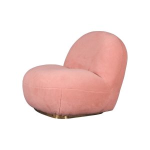 30" Pink And Gold Sherpa Swivel Lounge Chair